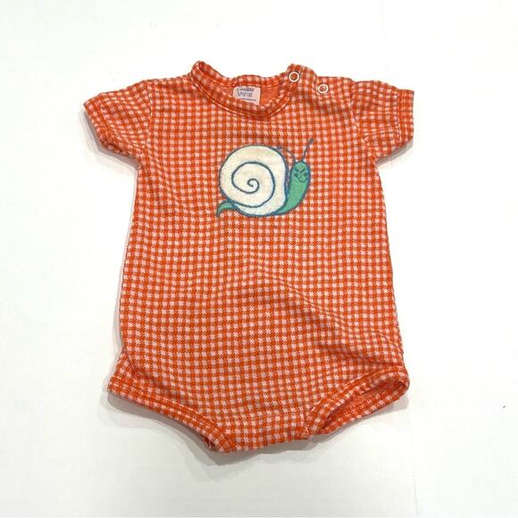 Vintage Carters Snail Bodysuit Snaps Orange Gingham 6m - Picture 1 of 5